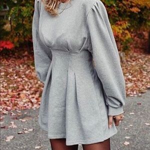 Gray ruched waisted swing mini dress
